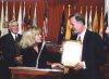 Dennis Wyant, Regional Director - Indianapolis, VA receiving his George Alexander Memorial Volunteer Service Award. It is being presented by Anne Marie Alexander - daughter of the late George Alexander.